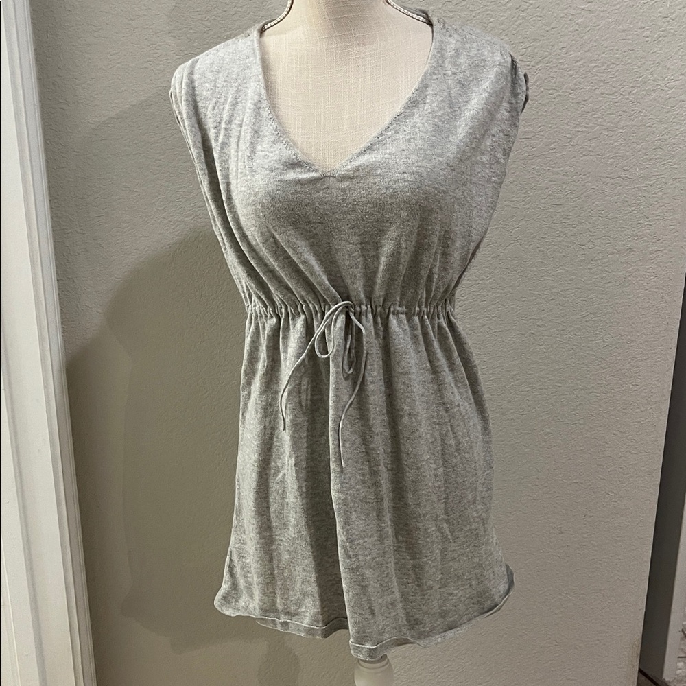 Eileen Fisher Light Gray Tunic with Drawstring Waist